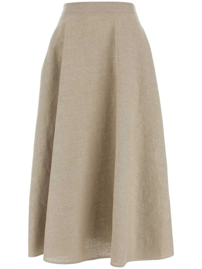 Flared Linen Midi Skirt
