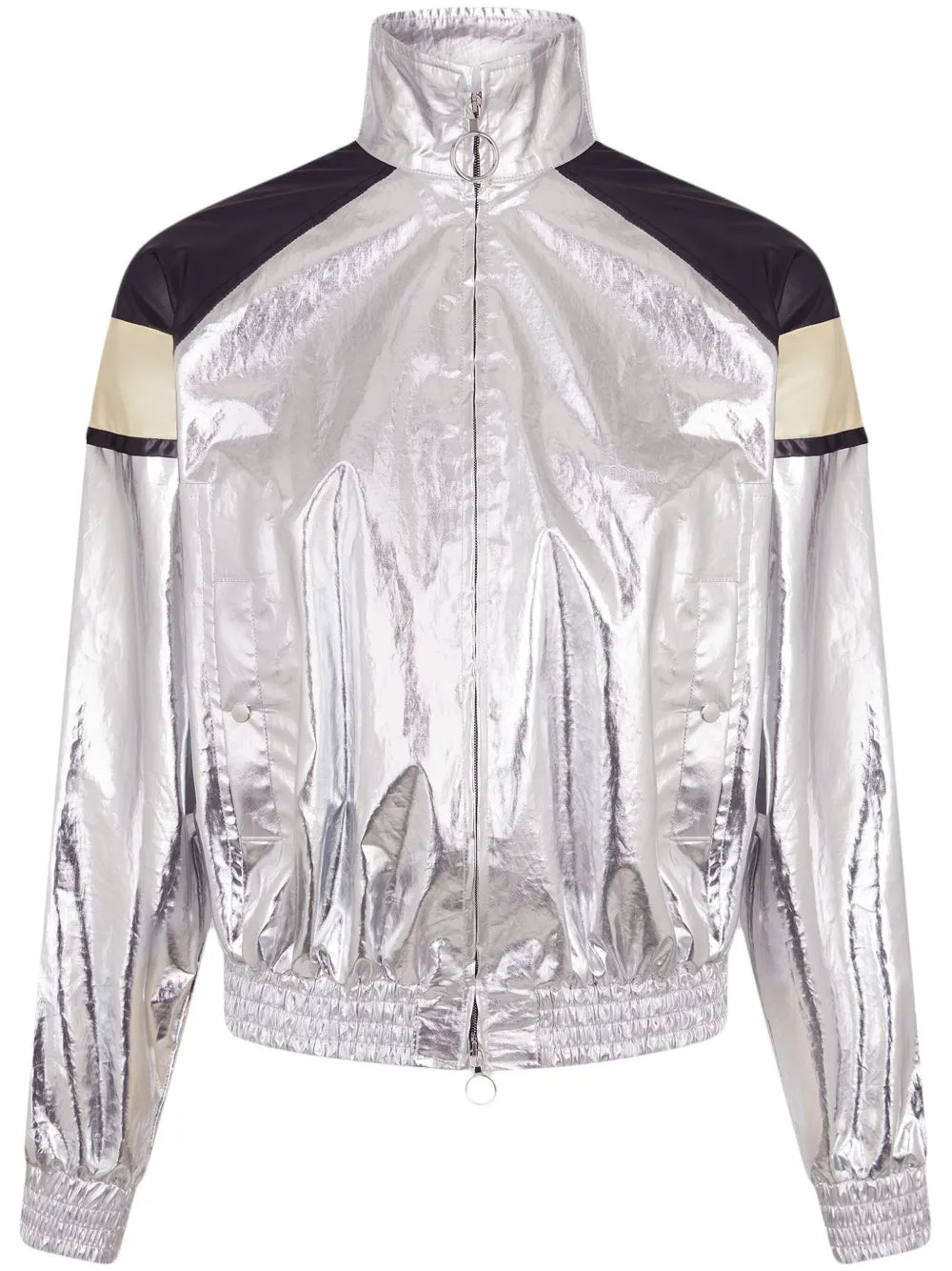 Metallic-Finish Stand-Up Collar Jacket