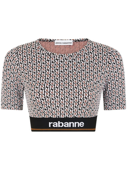 Monogram-Print Cropped T-Shirt