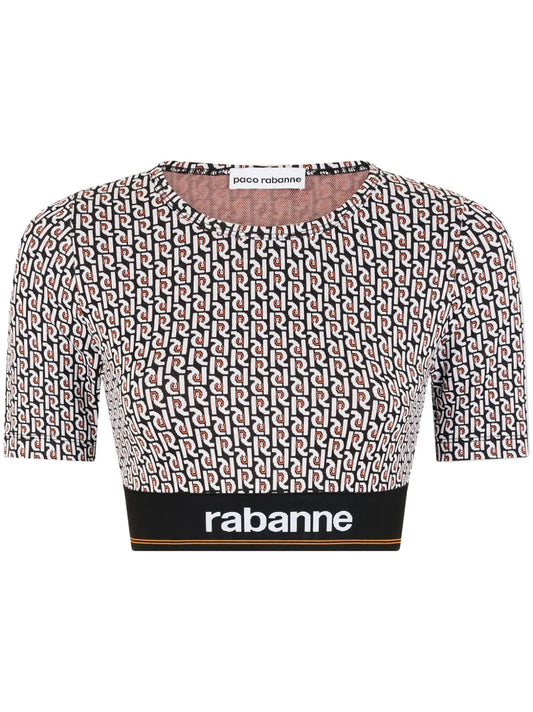 Monogram-Print Cropped T-Shirt