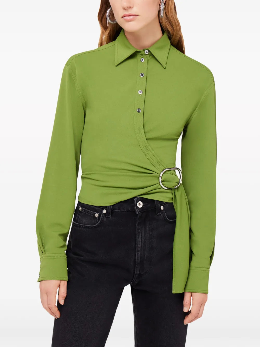 Draped Crepe Wrap Shirt