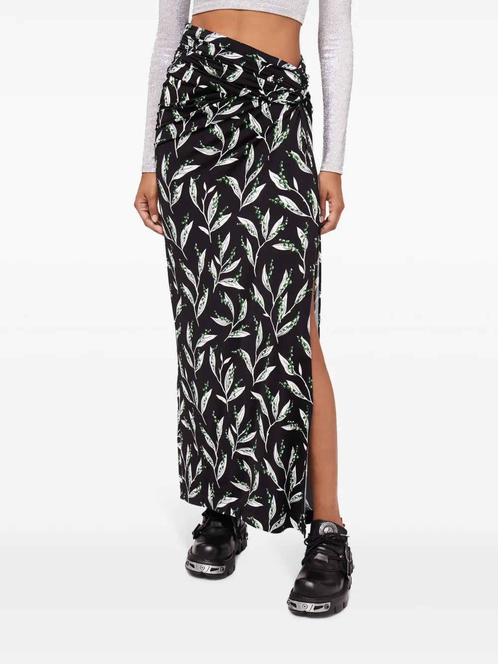 Graphic-Print High-Waist Maxi Skirt