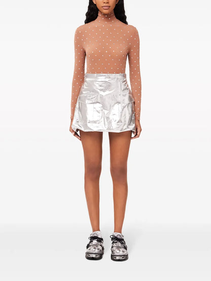 Crystal-Embellished High-Neck Top