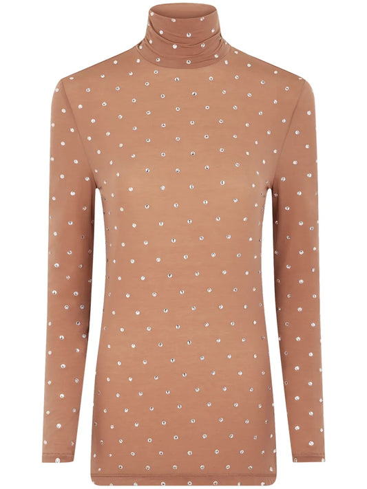 Crystal-Embellished High-Neck Top