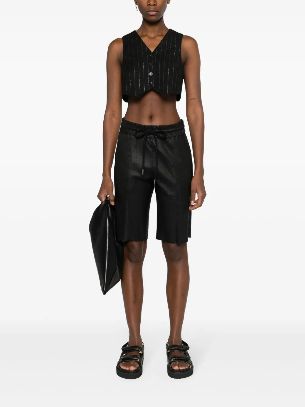 Drawstring Leather Shorts