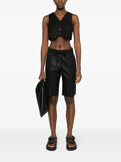 Drawstring Leather Shorts