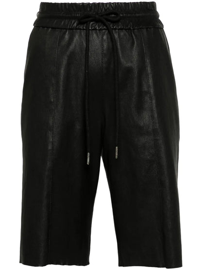 Drawstring Leather Shorts