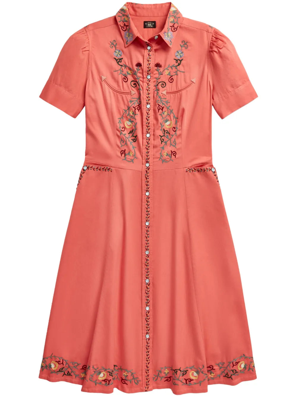Floral-Embroidery Shirtdress
