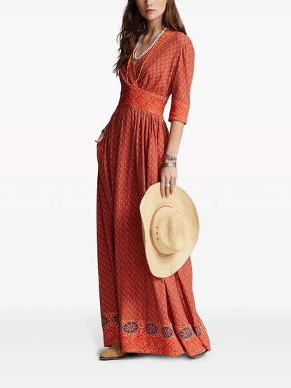 Graphic-Print Maxi Dress