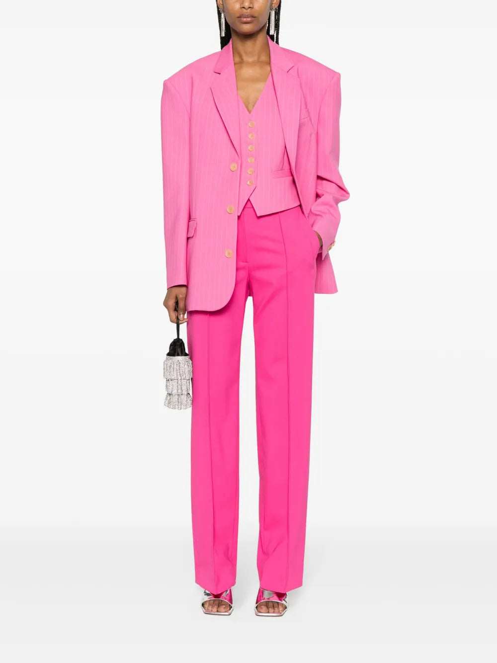 Pinstripe Single-Breasted Blazer