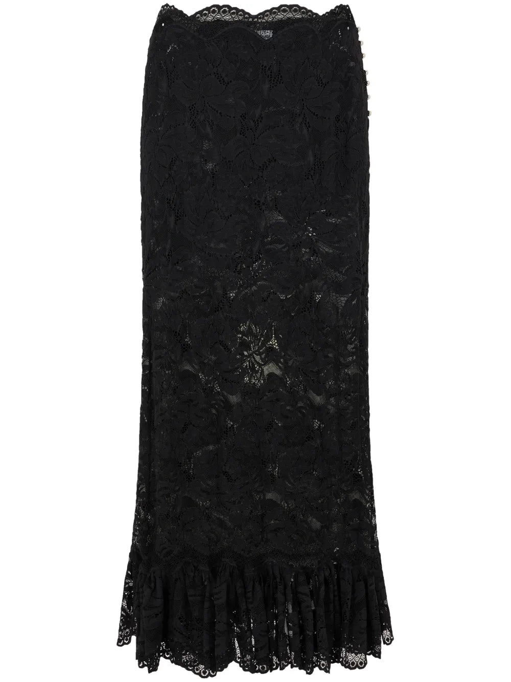 High-Waist Lace Midi Skirt