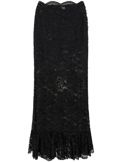 High-Waist Lace Midi Skirt