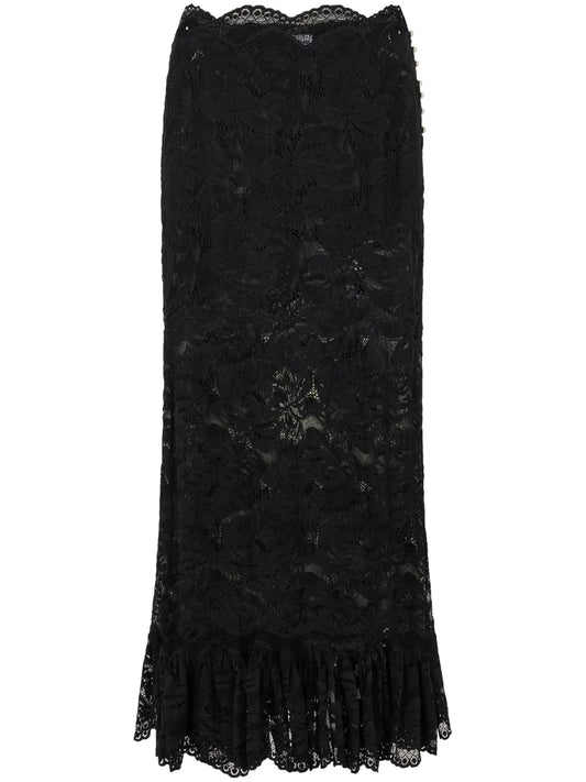 High-Waist Lace Midi Skirt
