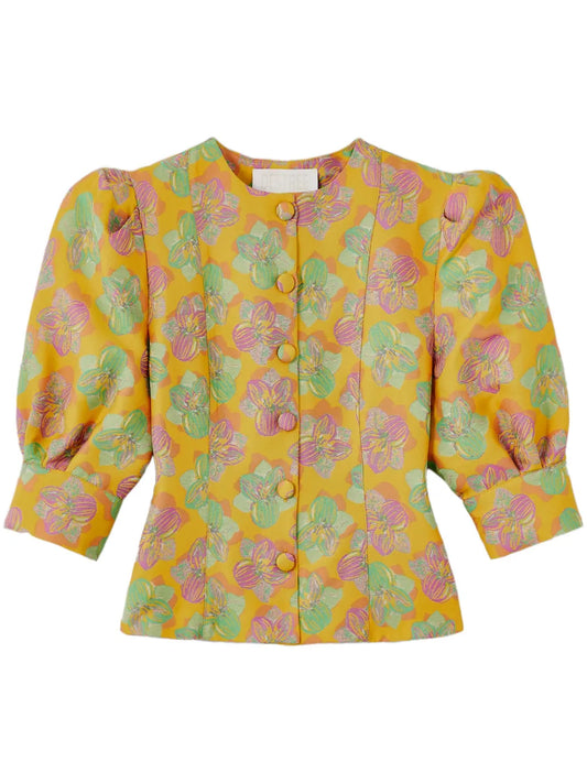 Jasper Floral-Jacquard Blouse