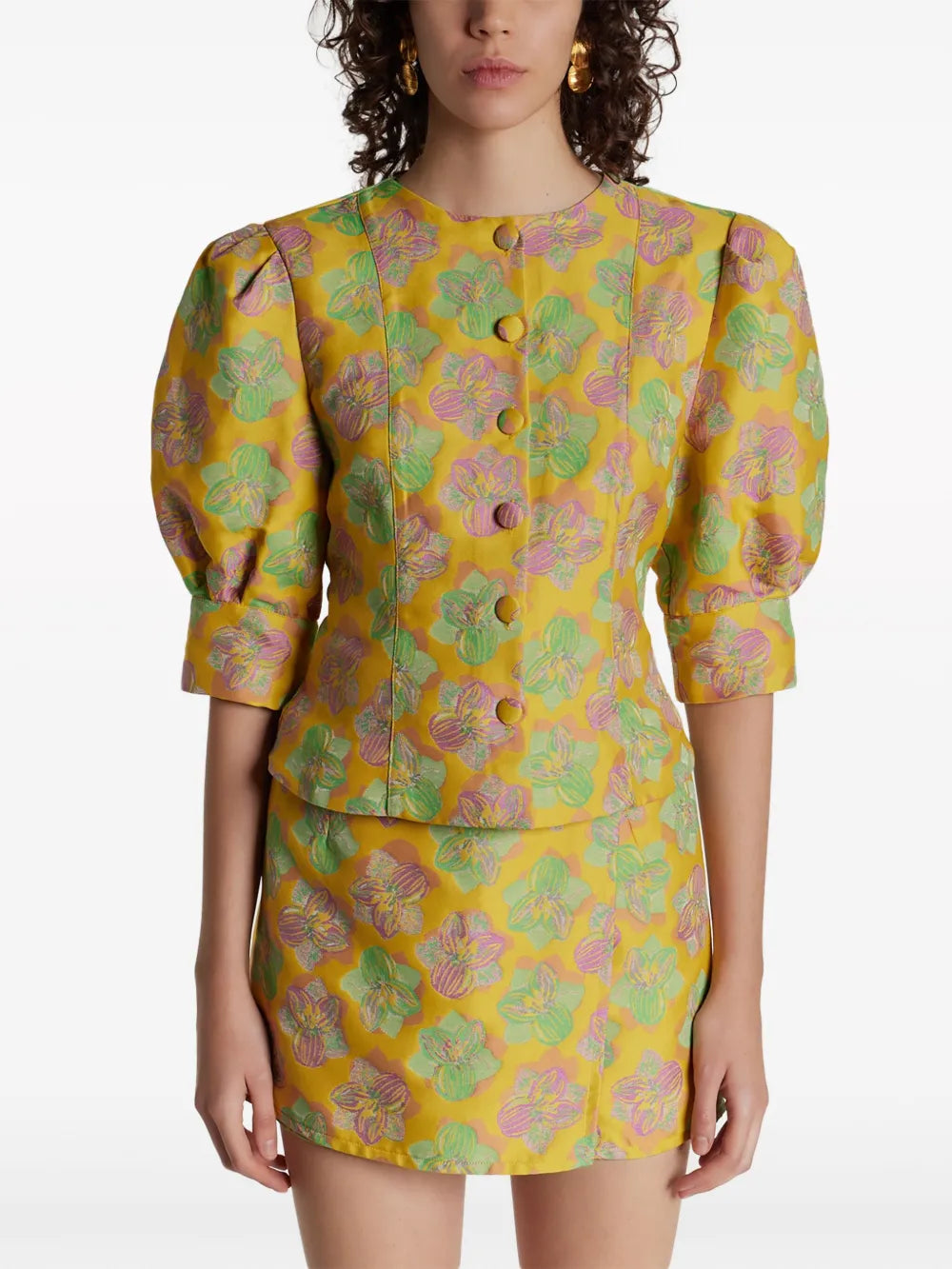 Jasper Floral-Jacquard Blouse