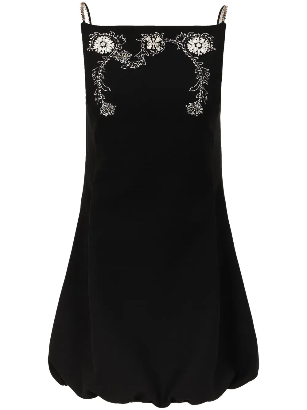 Floral-Embroidery Wool-Blend Dress