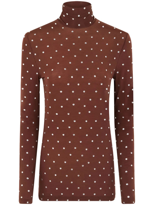 Crystal-Embellished High-Neck Top