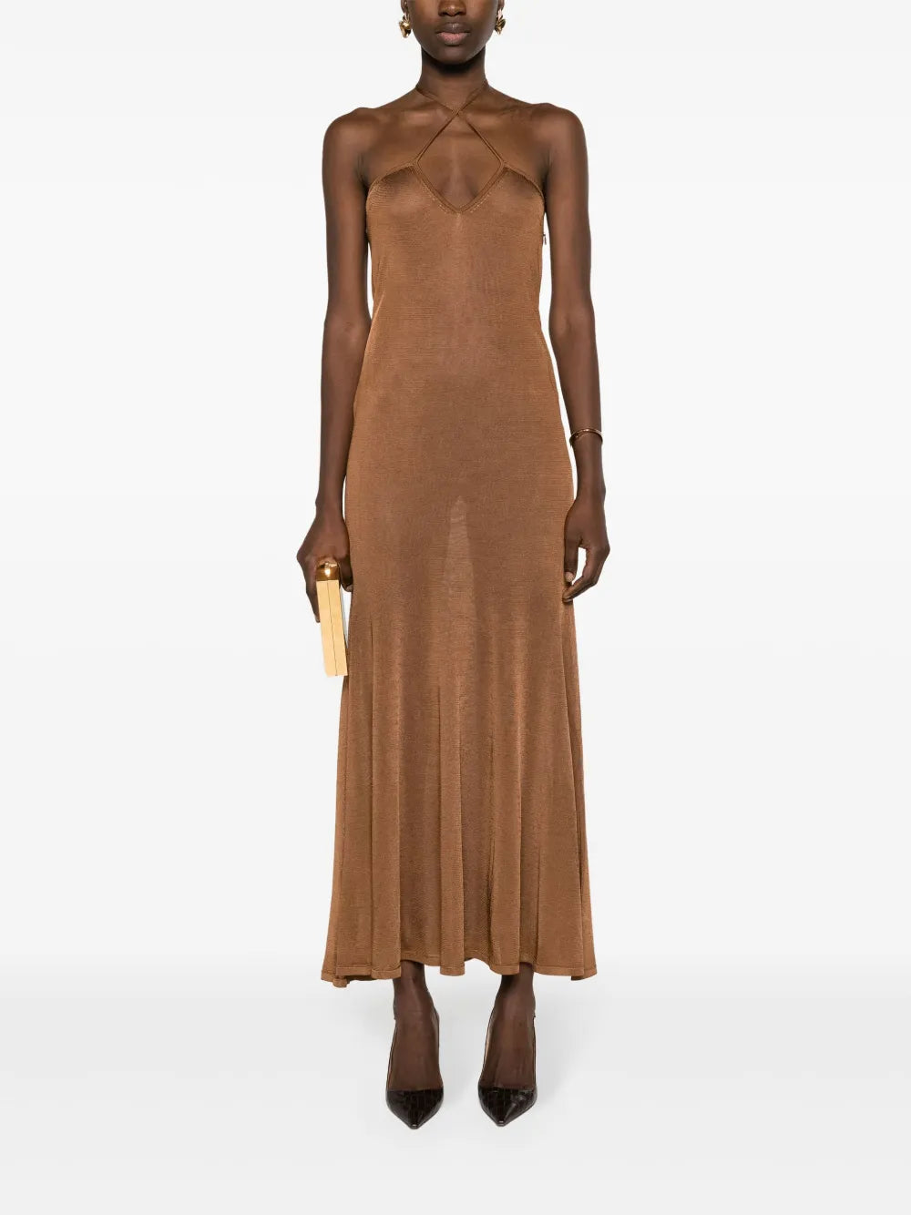 Halterneck Flared Maxi Dress