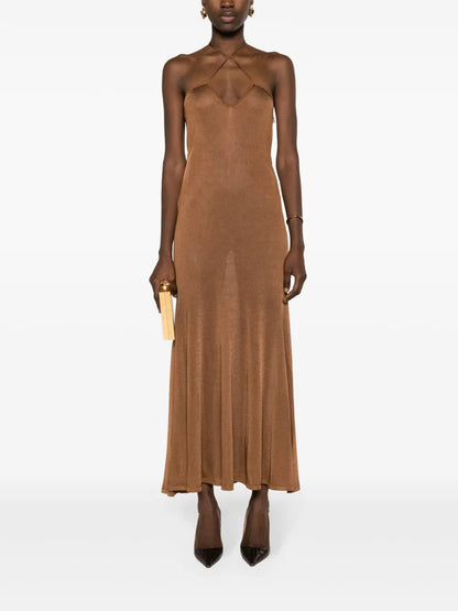 Halterneck Flared Maxi Dress