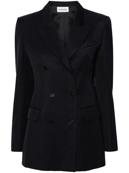 Peak-Lapels Double-Breasted Blazer