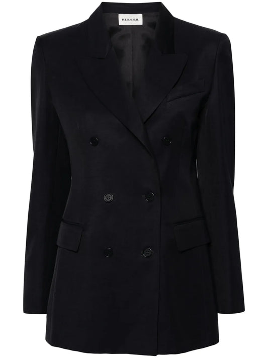 Peak-Lapels Double-Breasted Blazer