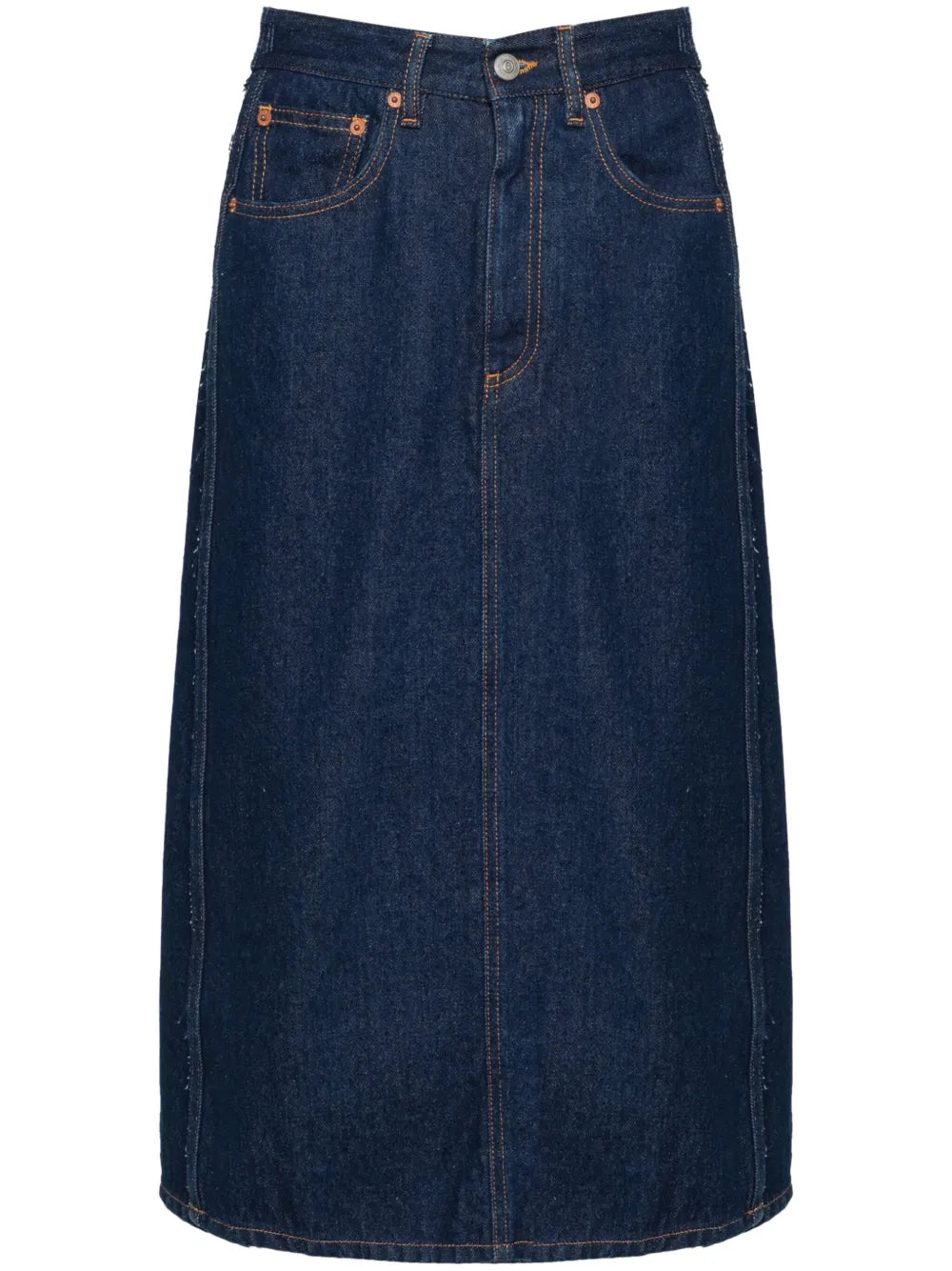 Denim Wrap Midi Skirt