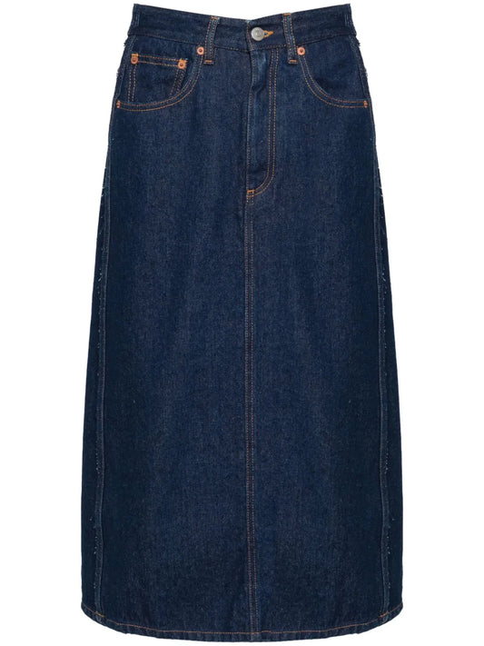 Denim Wrap Midi Skirt