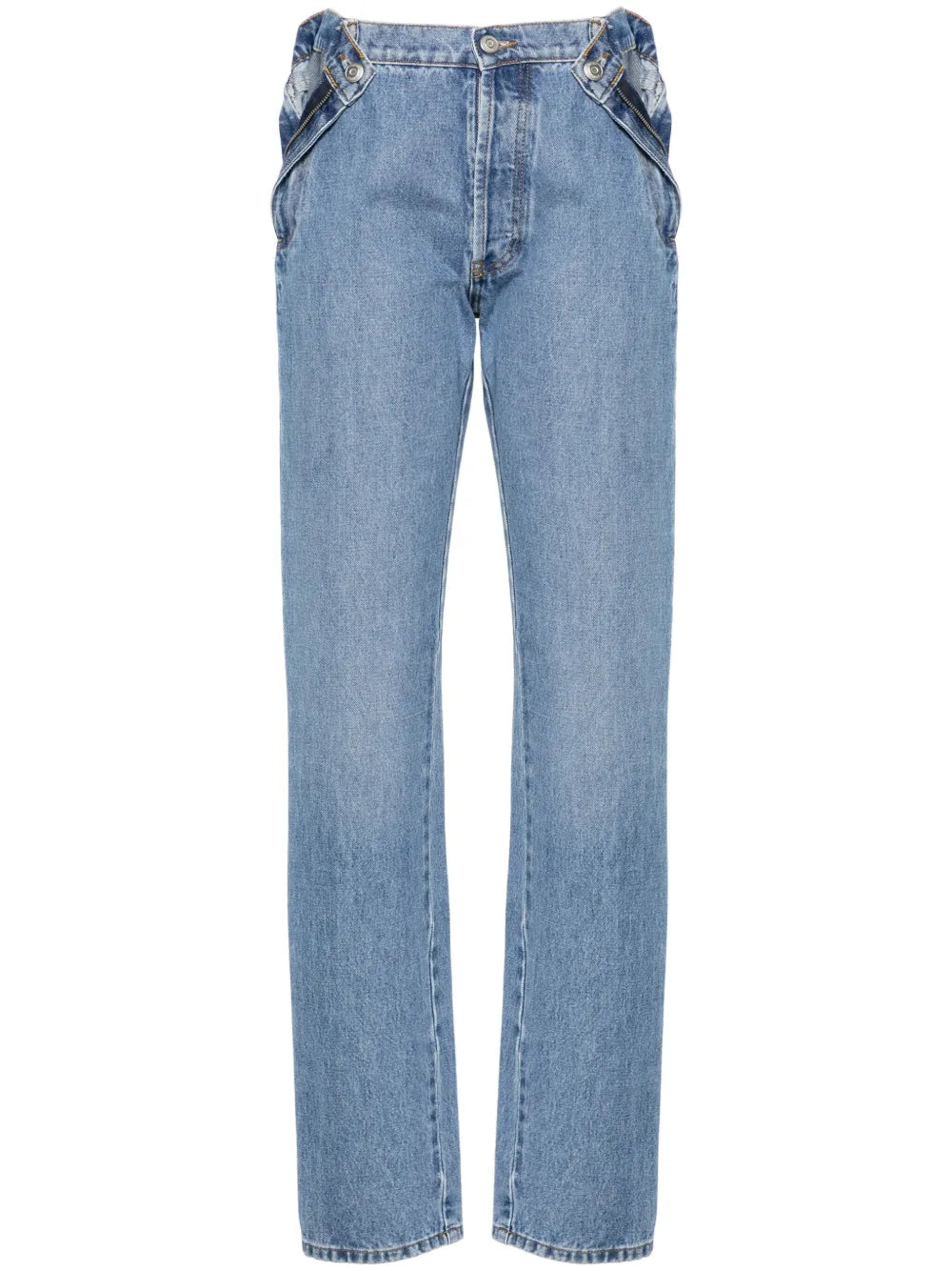 Open Hip Straight-Leg Jeans