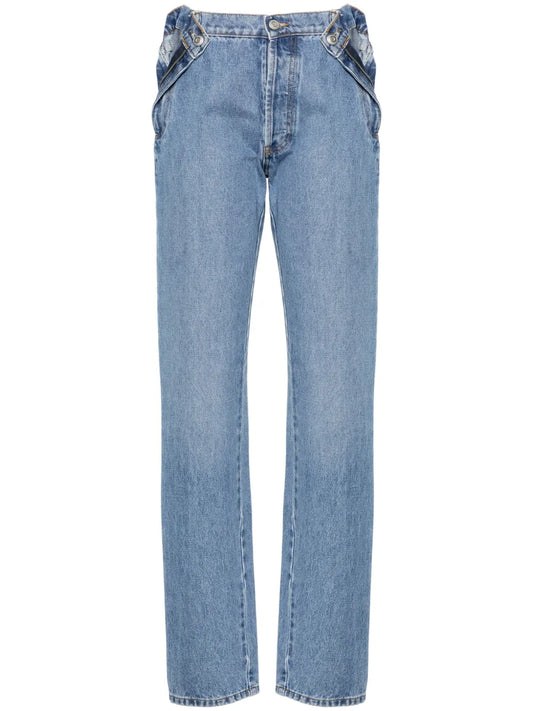 Open Hip Straight-Leg Jeans