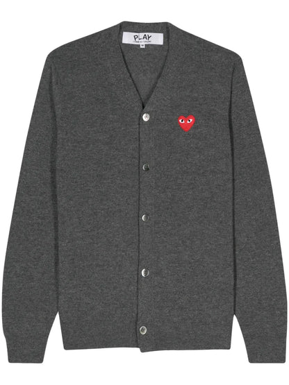 Heart-Patch Wool Cardigan