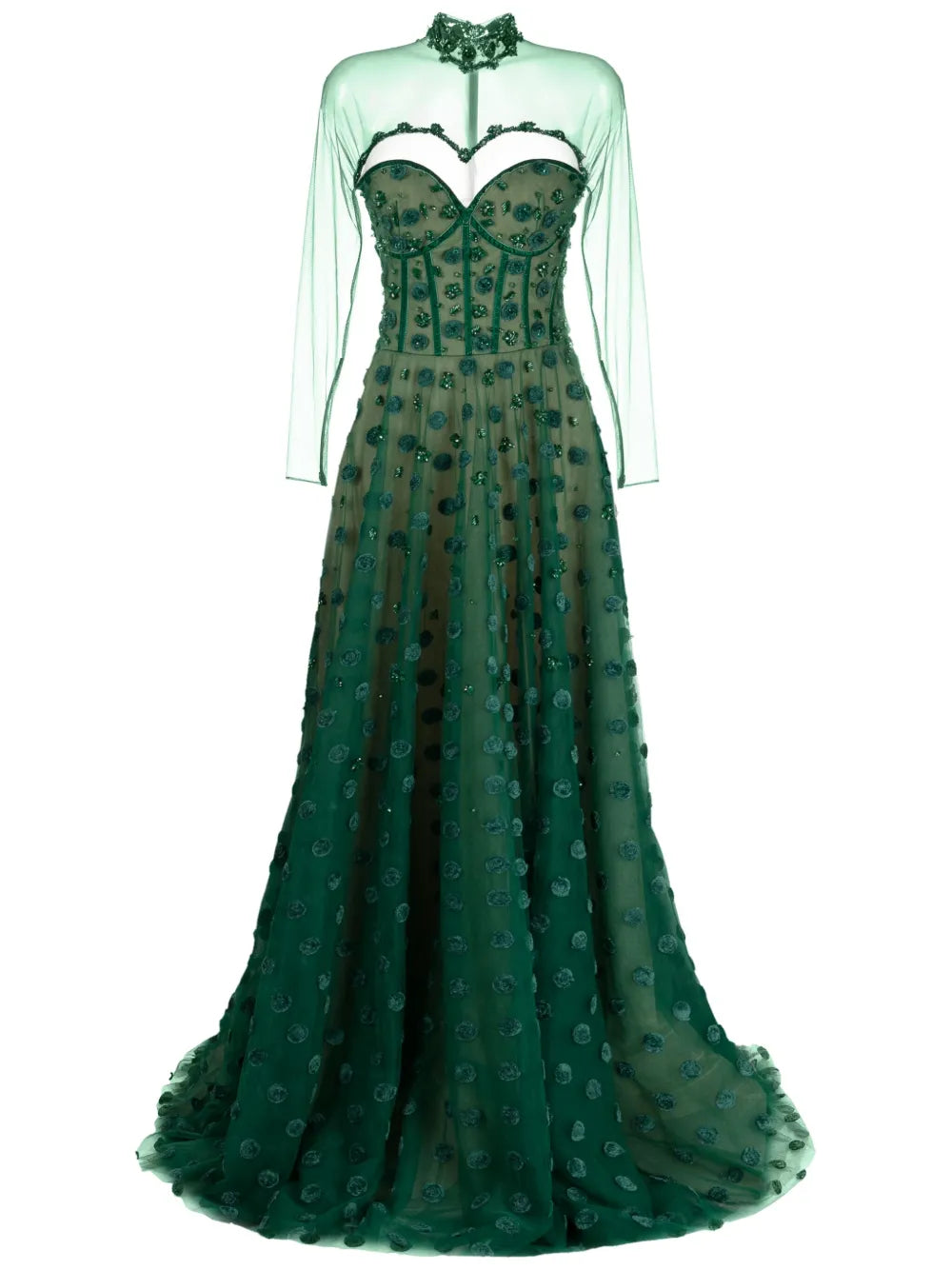 Polka Dot Beaded Tulle Gown