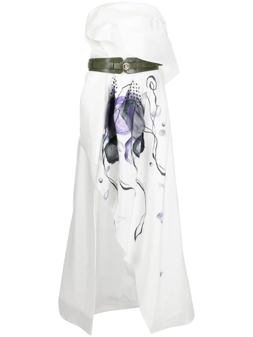 Abstract-Print Taffeta Asymmetric Dress
