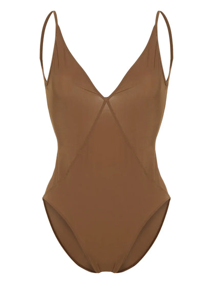 V-Neck One-Piece Swimsuit