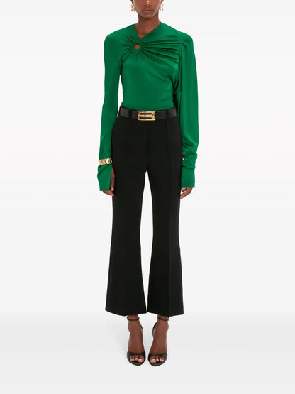 Long-Sleeve Gathered-Detail Top