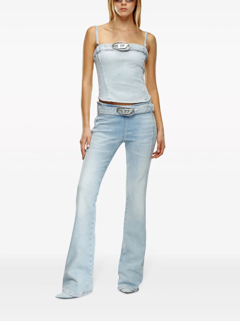 D-Ebbey Belted Flared Jeans