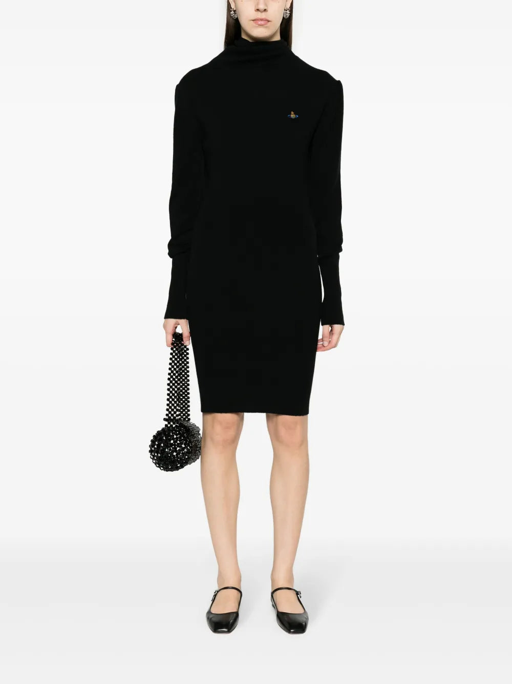 Orb-Embroidered Ribbed Mini Dress