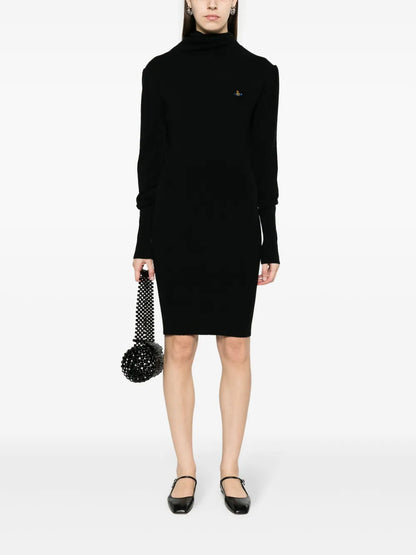 Orb-Embroidered Ribbed Mini Dress