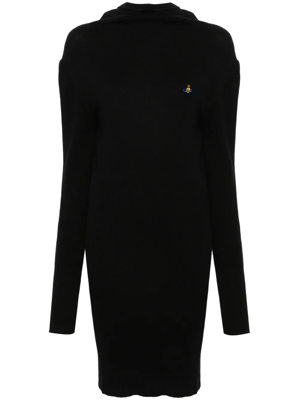 Orb-Embroidered Ribbed Mini Dress