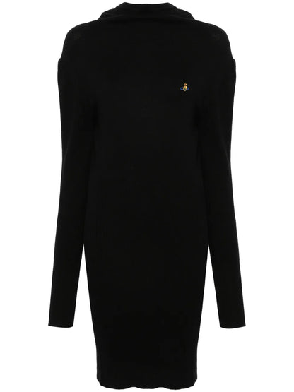 Orb-Embroidered Ribbed Mini Dress