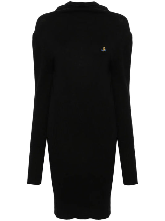 Orb-Embroidered Ribbed Mini Dress