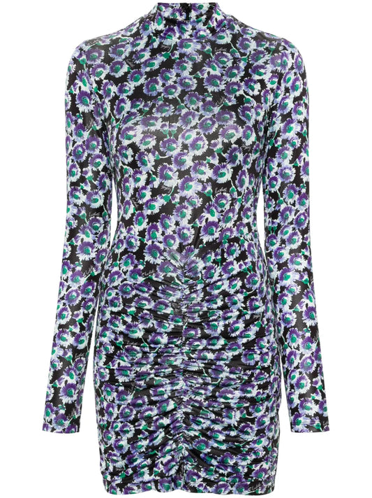 Floral-Print Ruched Minidress