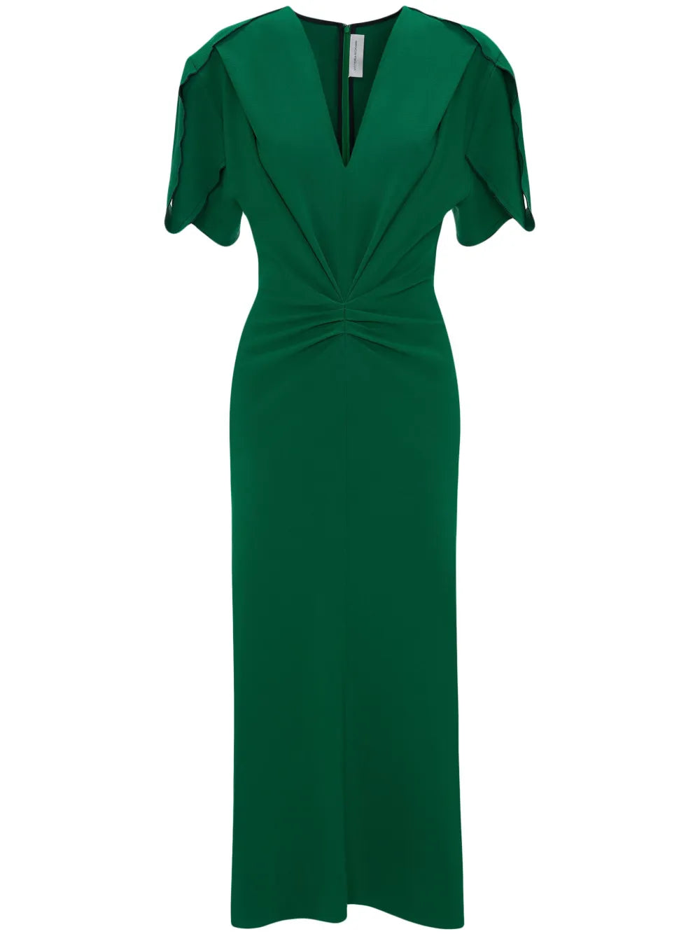 V-Neck Gathered Midi Dress