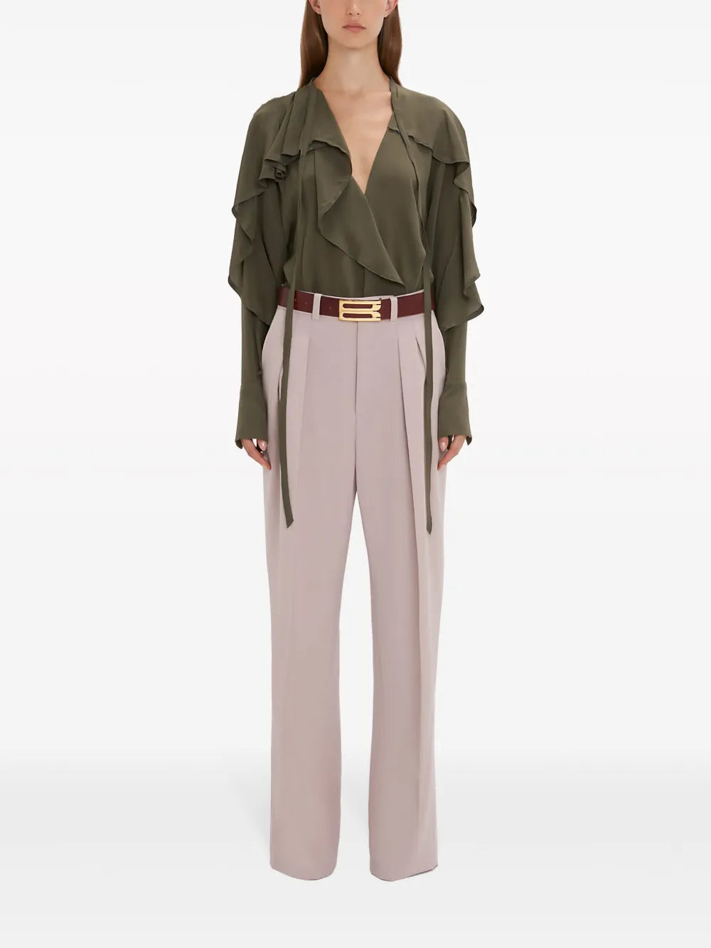 Double-Pleat Wide-Leg Trousers