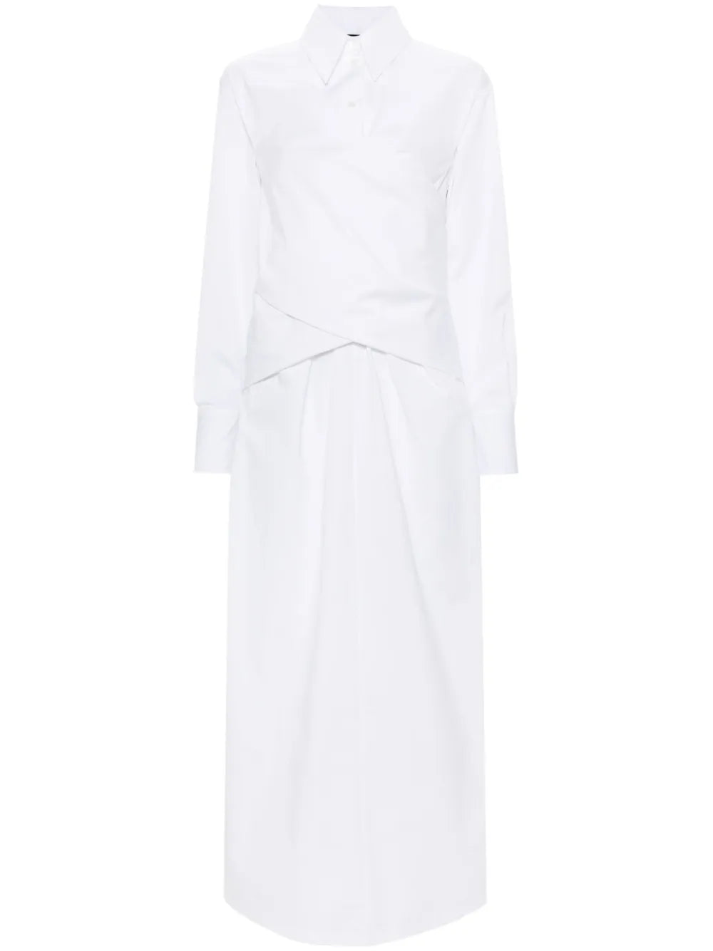 Crossover-Detail Poplin Shirtdress