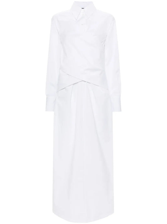 Crossover-Detail Poplin Shirtdress