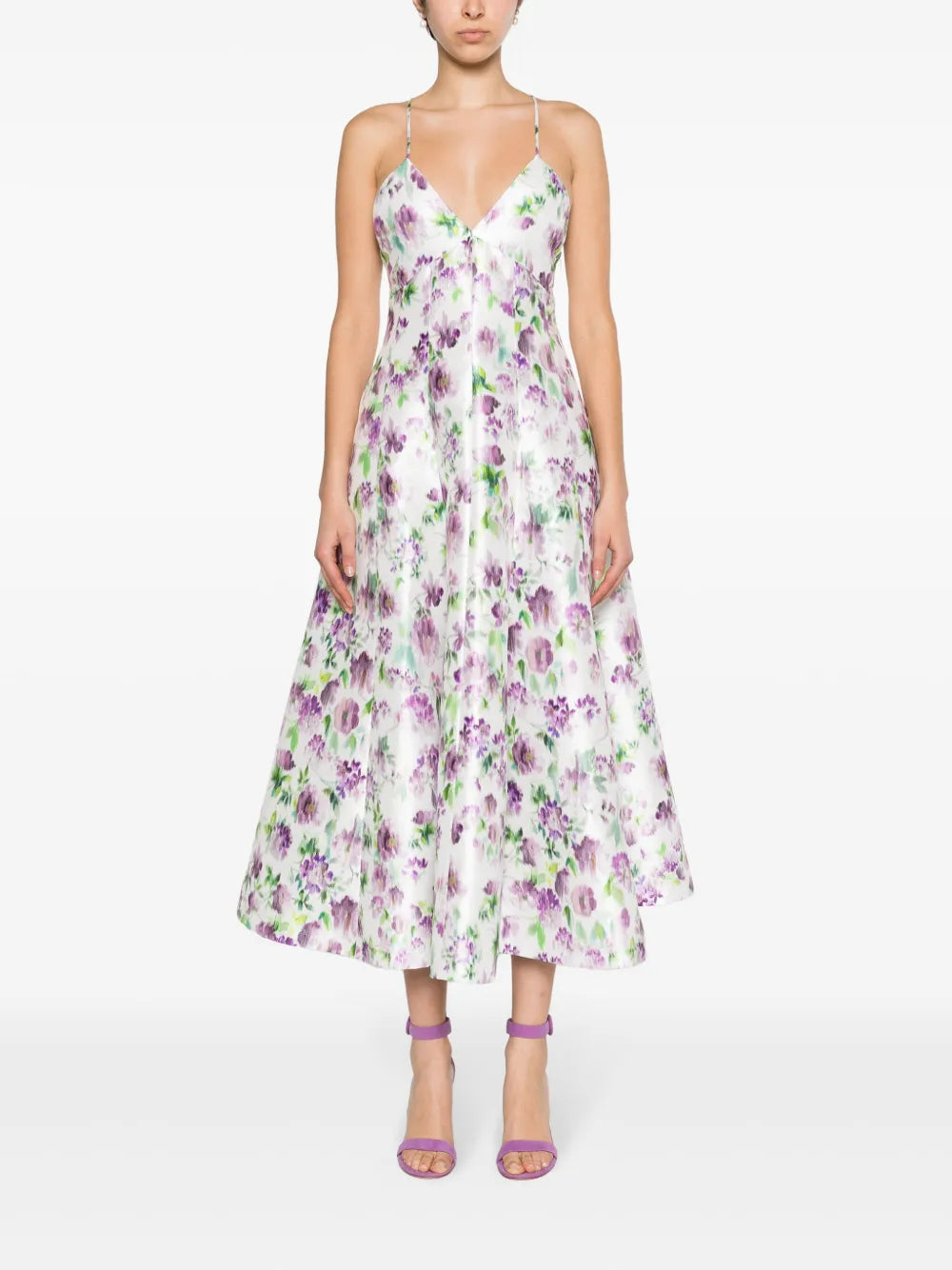 Floral-Print Flared Midi Dress