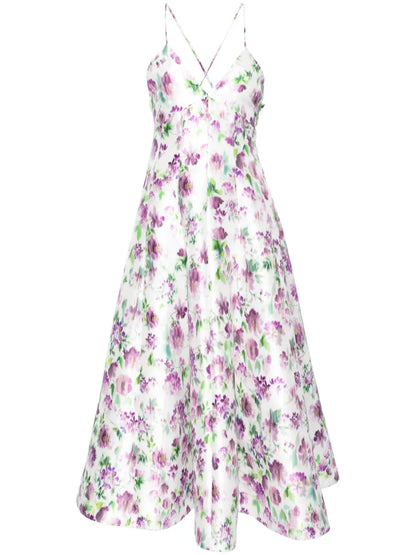 Floral-Print Flared Midi Dress