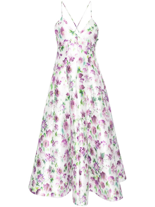 Floral-Print Flared Midi Dress