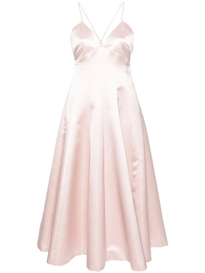 Flared Duchess-Satin Midi Dress