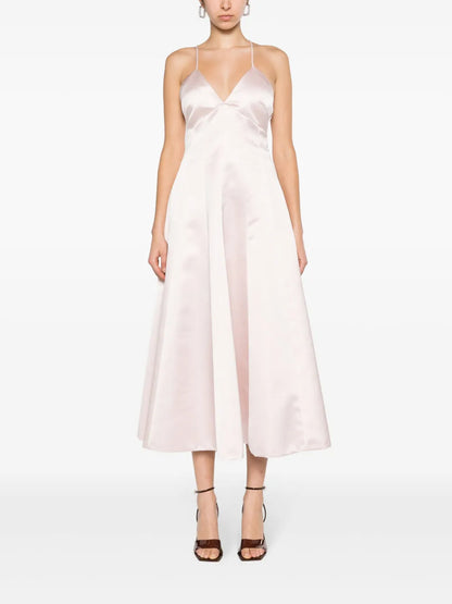 Flared Duchess-Satin Midi Dress